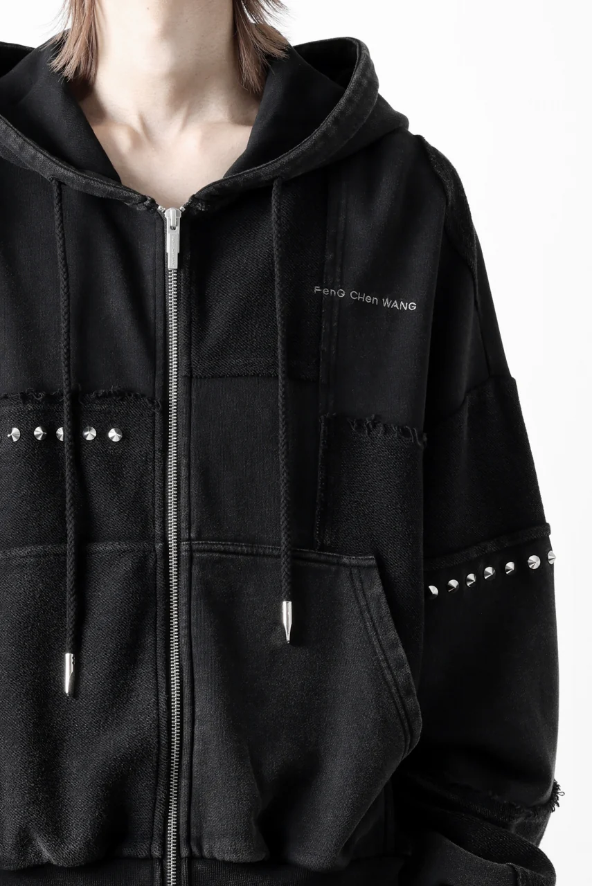 Feng Chen Wang PANELLED FULL ZIP HOODIE (BLACK) - Image 36