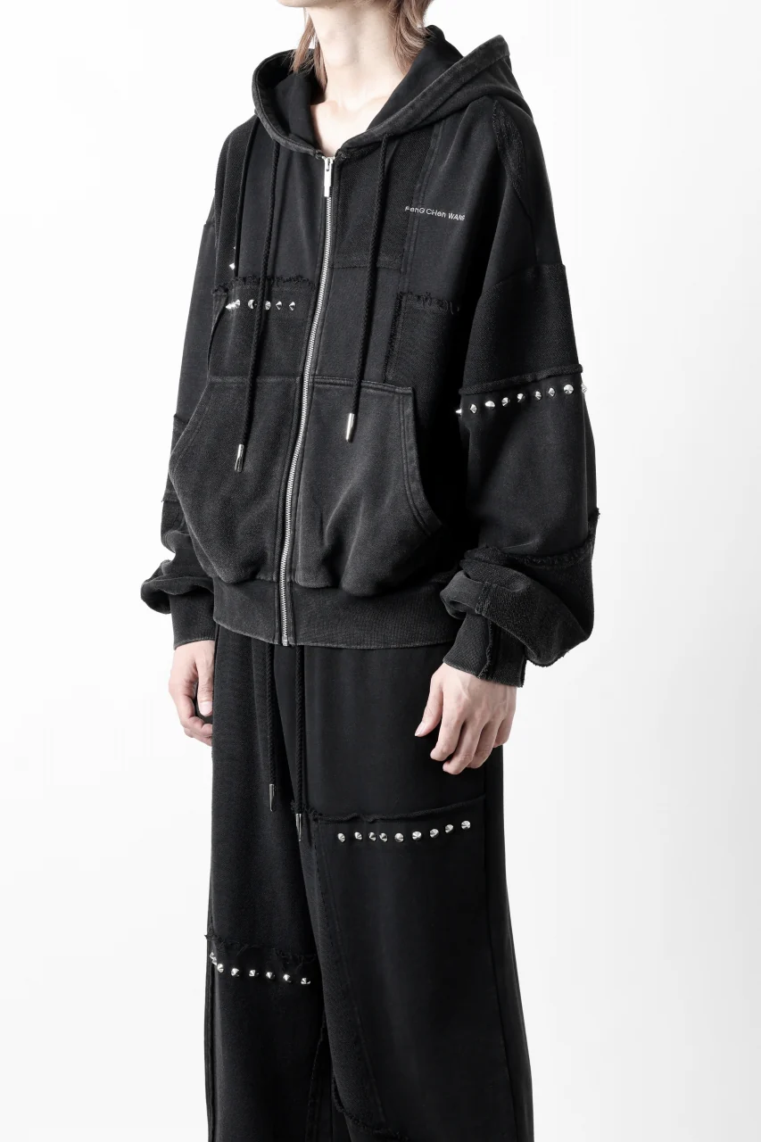 Feng Chen Wang PANELLED FULL ZIP HOODIE (BLACK) - Image 6