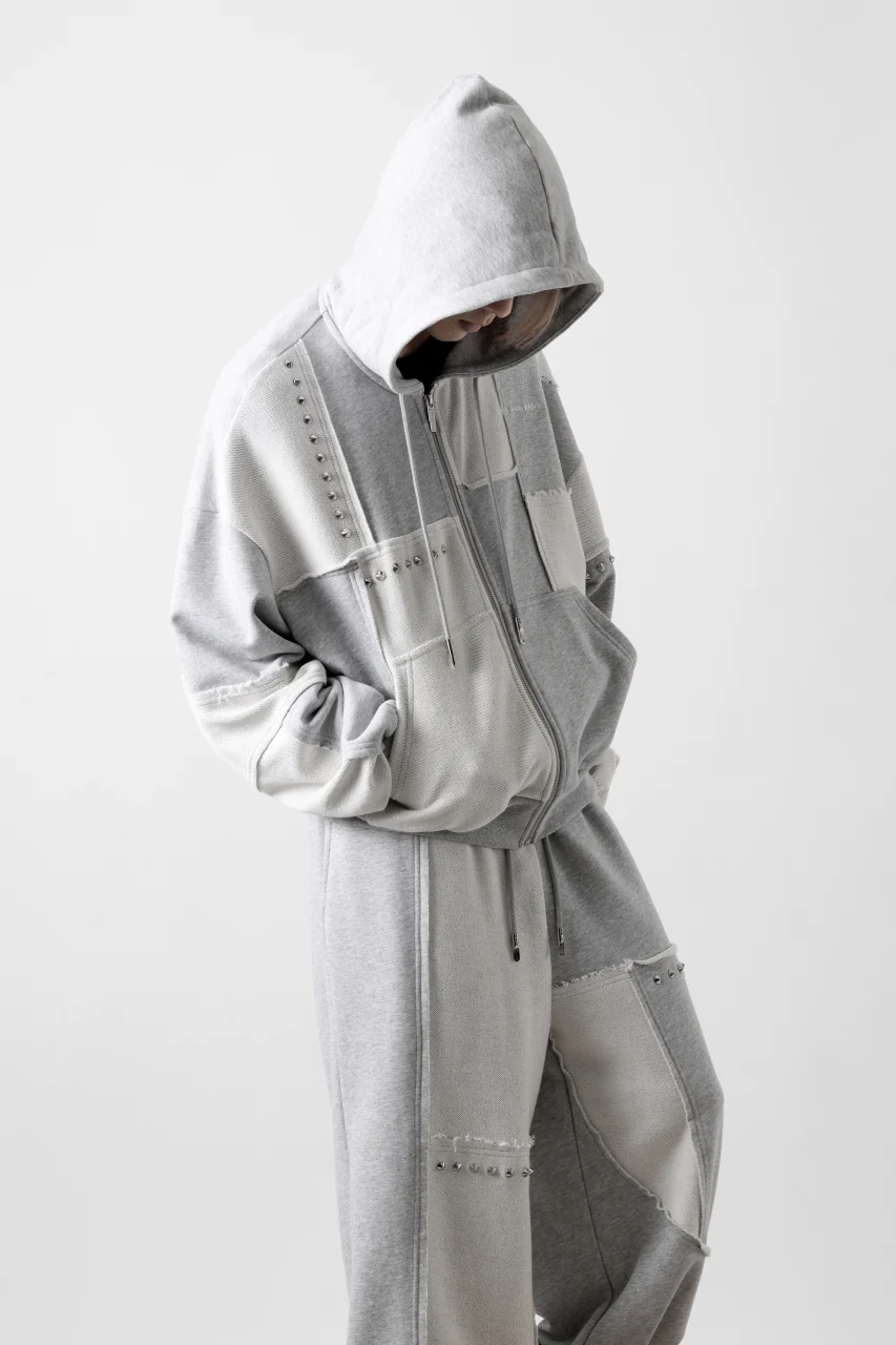 Feng Chen Wang PANELLED FULL ZIP HOODIE (GREY) - Image 14