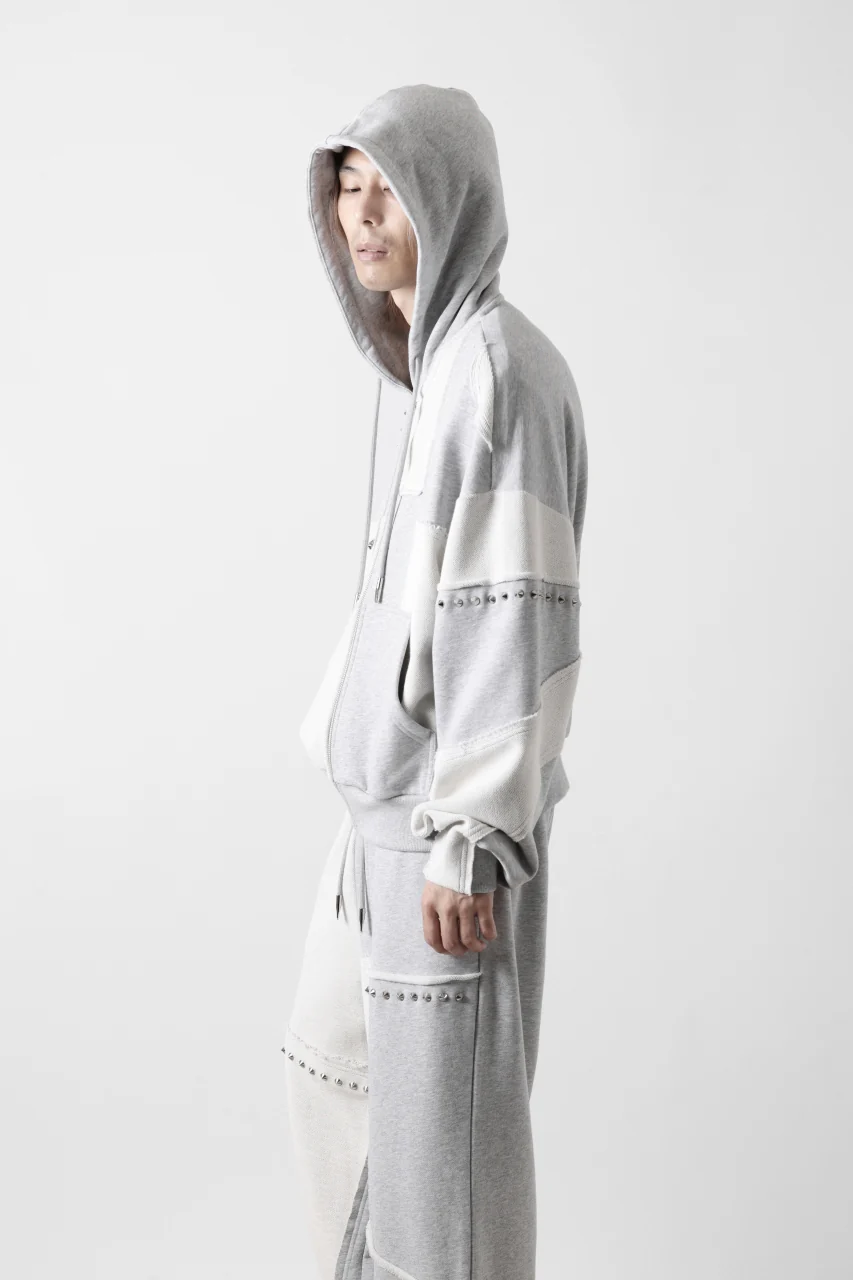 Feng Chen Wang PANELLED FULL ZIP HOODIE (GREY) - Image 16