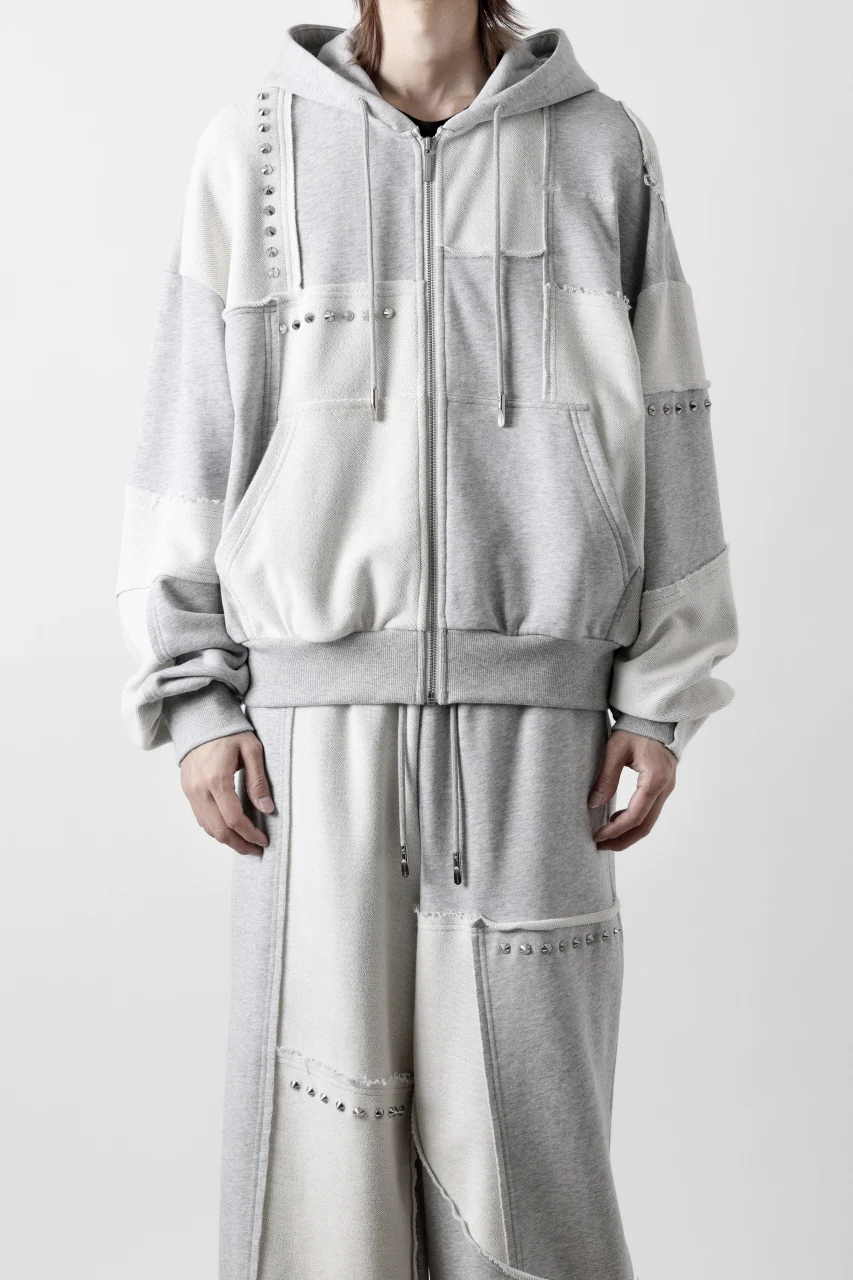 Feng Chen Wang PANELLED FULL ZIP HOODIE (GREY) - Image 2