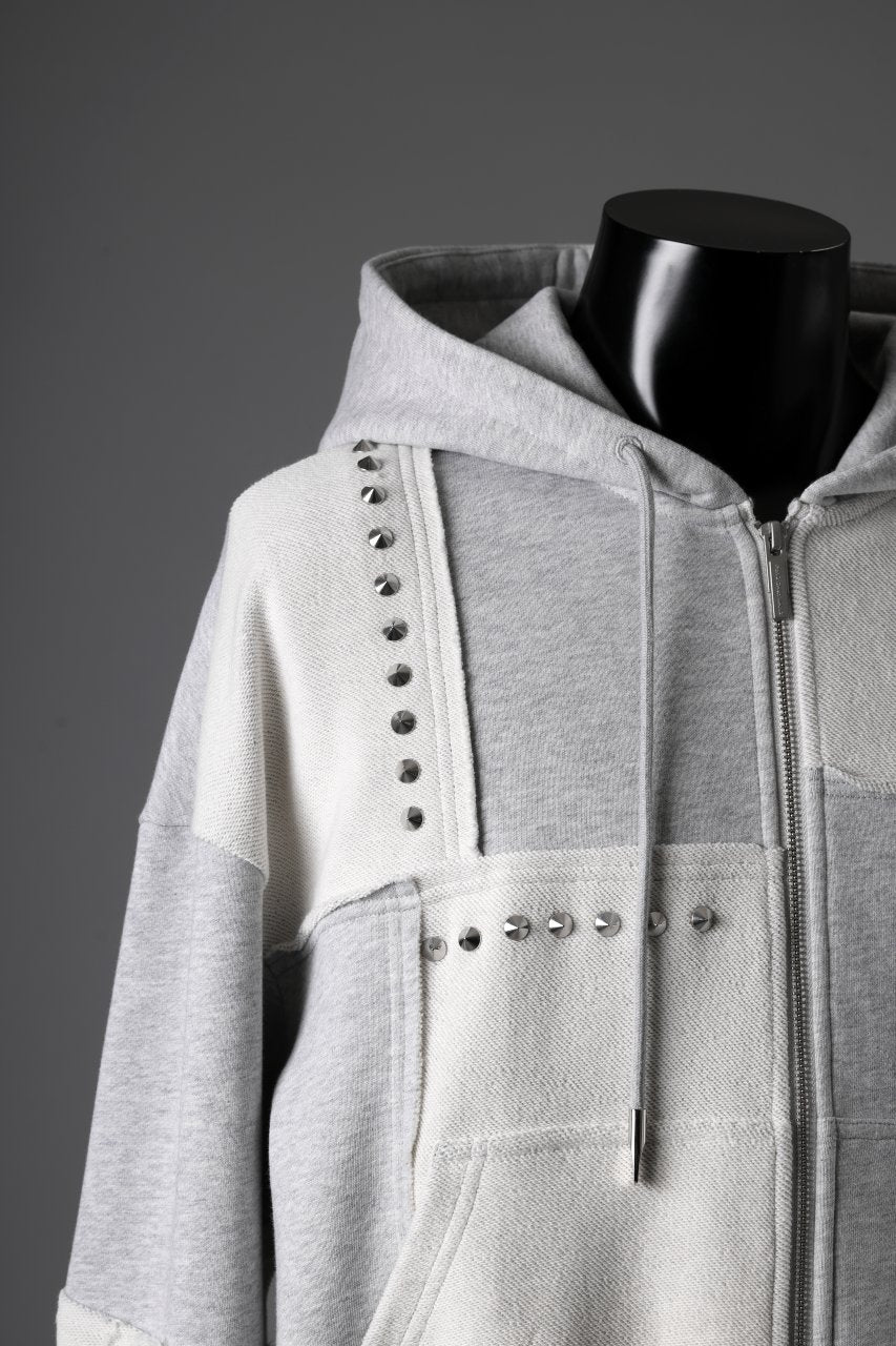 Feng Chen Wang PANELLED FULL ZIP HOODIE (GREY) - Image 23