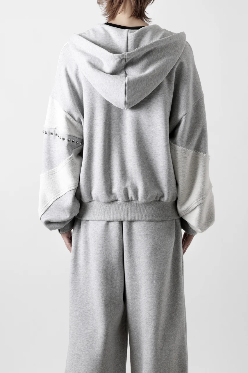 Feng Chen Wang PANELLED FULL ZIP HOODIE (GREY) - Image 4
