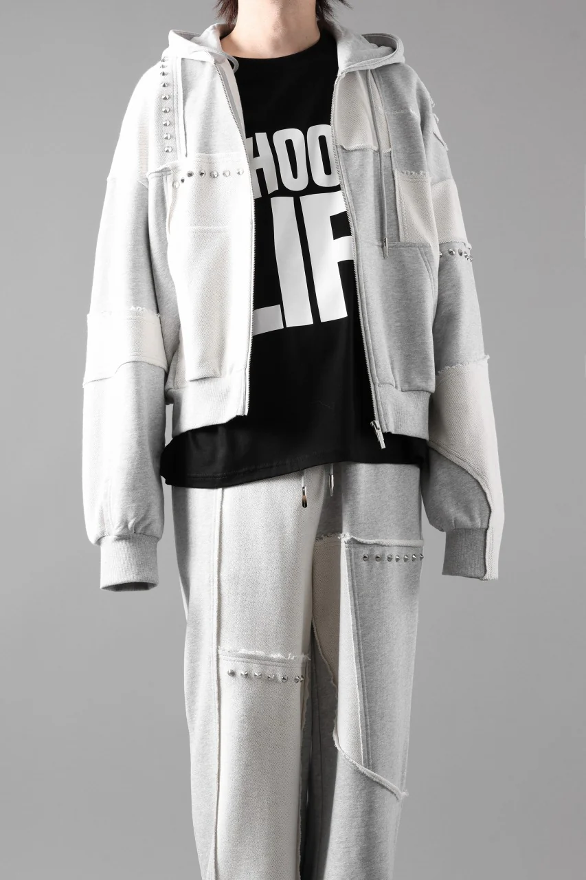 Feng Chen Wang PANELLED FULL ZIP HOODIE (GREY) - Image 52