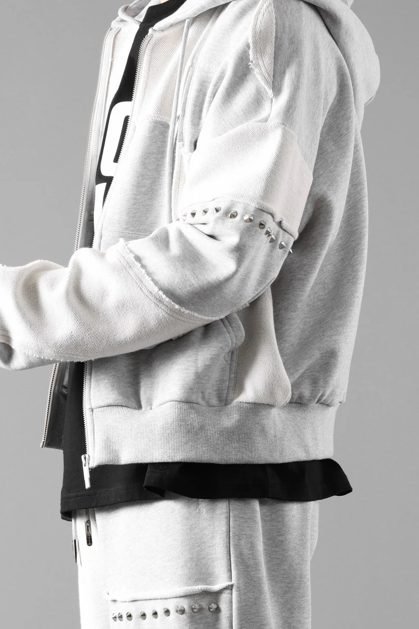 Feng Chen Wang PANELLED FULL ZIP HOODIE (GREY) - Image 54