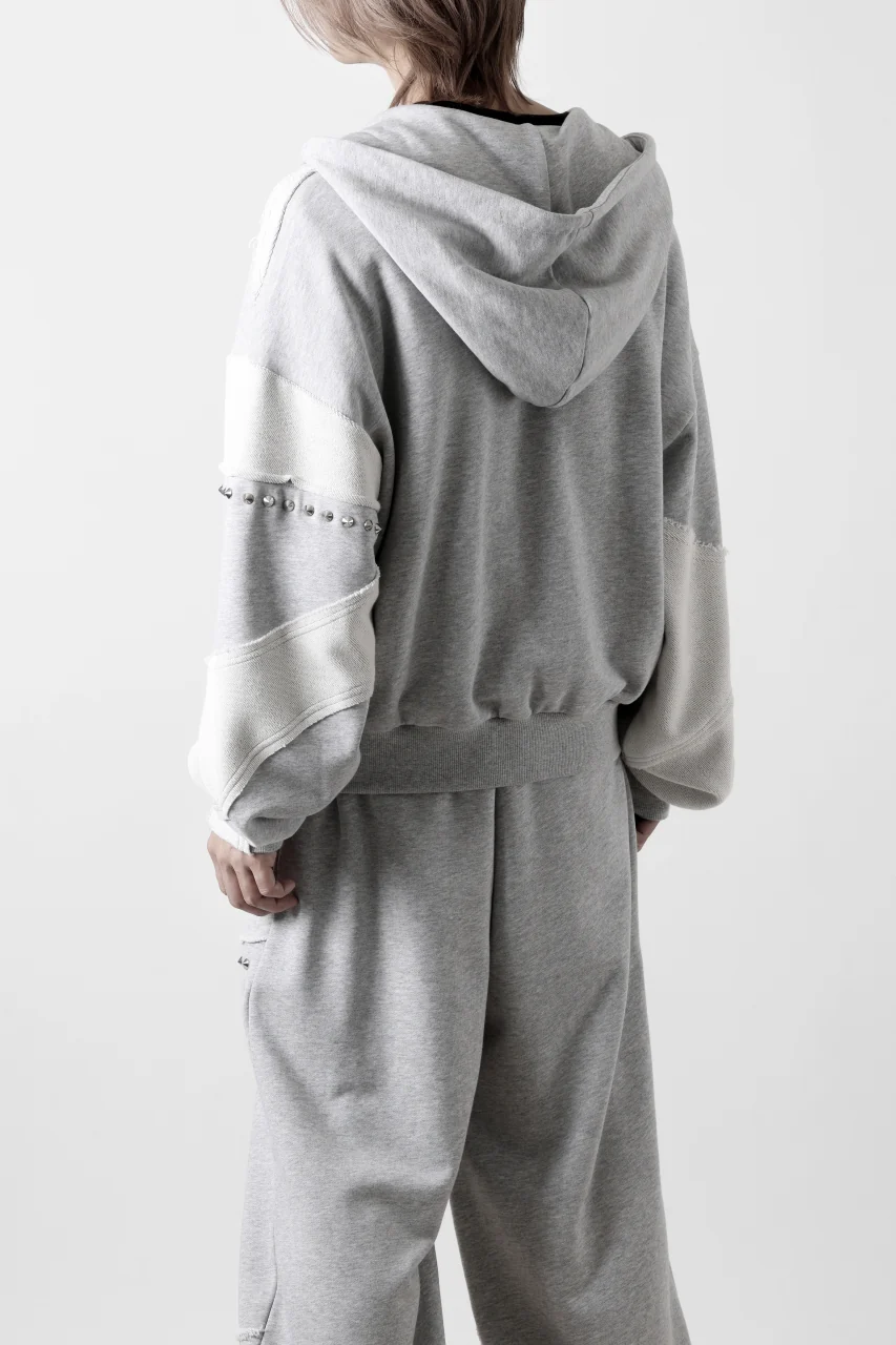 Feng Chen Wang PANELLED FULL ZIP HOODIE (GREY) - Image 9