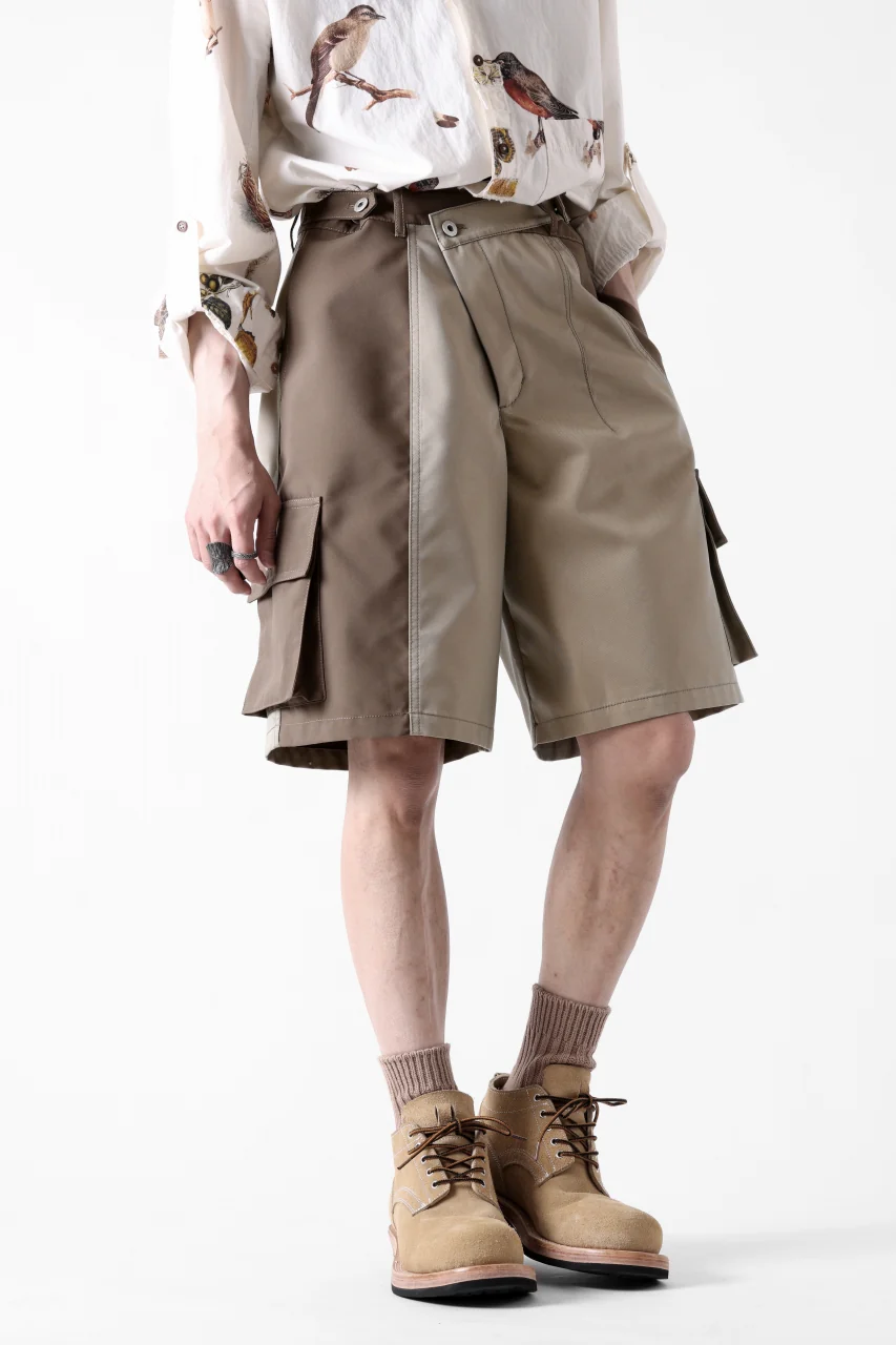 Feng Chen Wang PATCHWORK SHORTS (KHAKI/BROWN) - Image 3