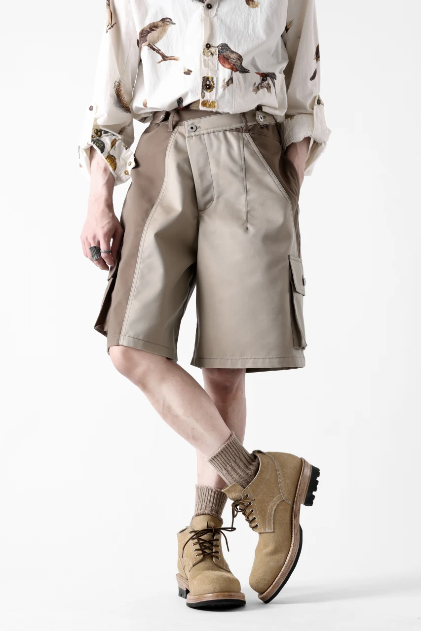 Feng Chen Wang PATCHWORK SHORTS (KHAKI/BROWN) - Image 5