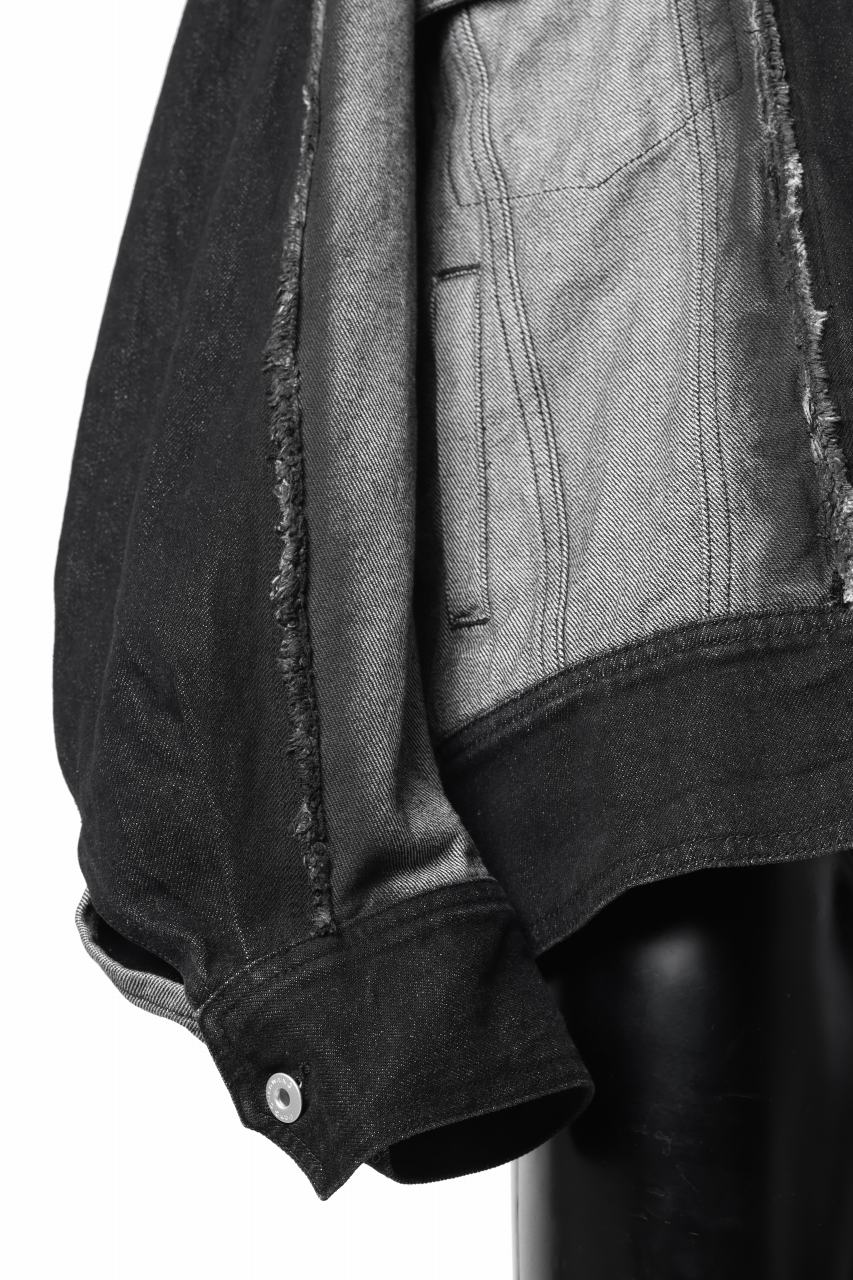 Feng Chen Wang RAW EDGE PATCHWORK DENIM JACKET (BLACK) - Image 10