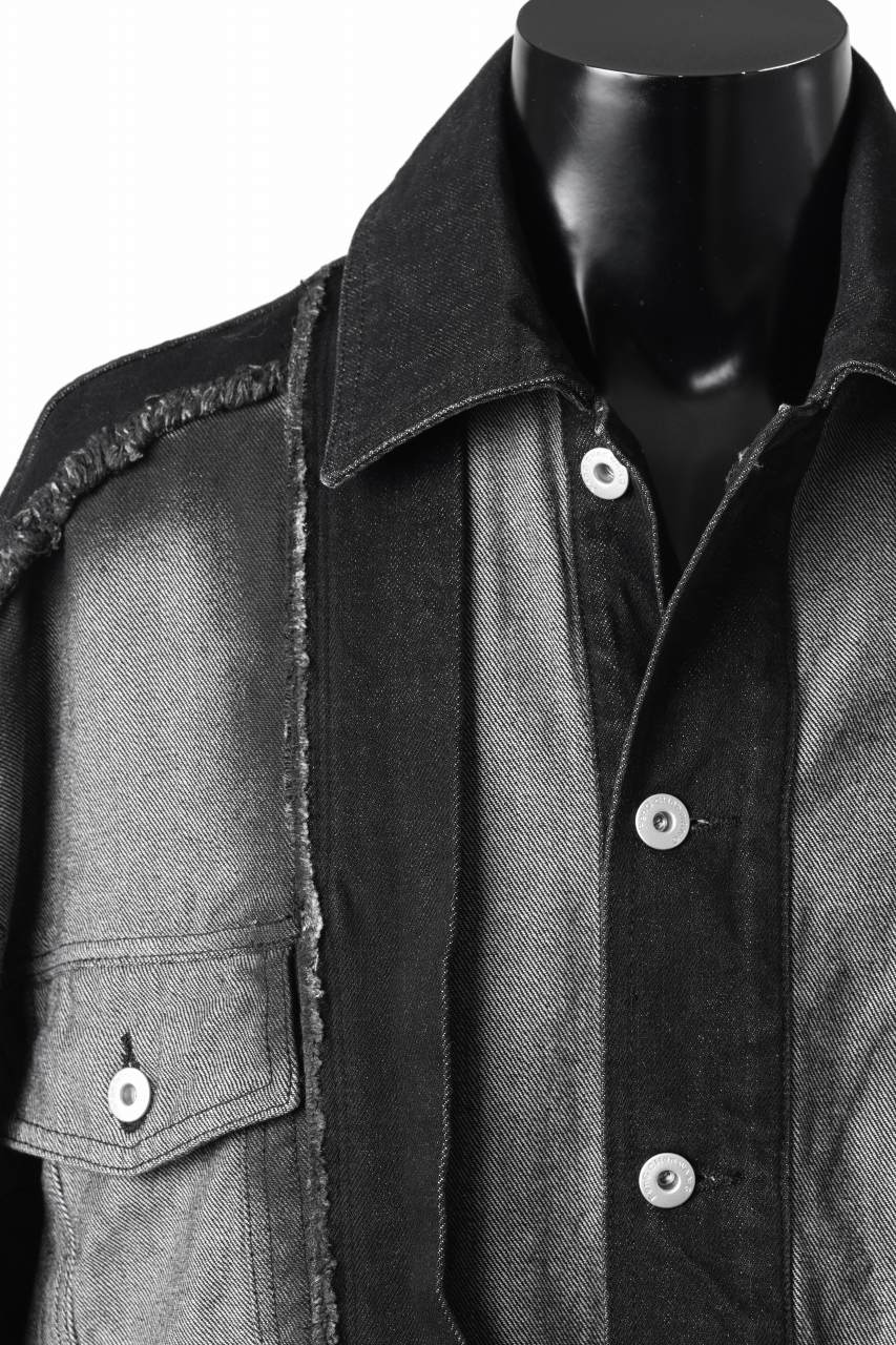 Feng Chen Wang RAW EDGE PATCHWORK DENIM JACKET (BLACK) - Image 12