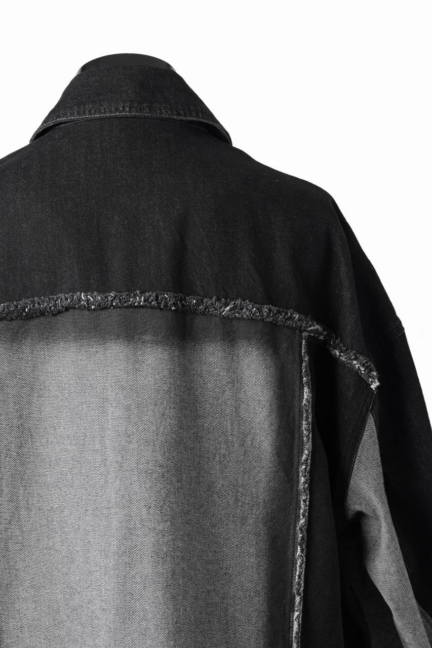 Feng Chen Wang RAW EDGE PATCHWORK DENIM JACKET (BLACK) - Image 13