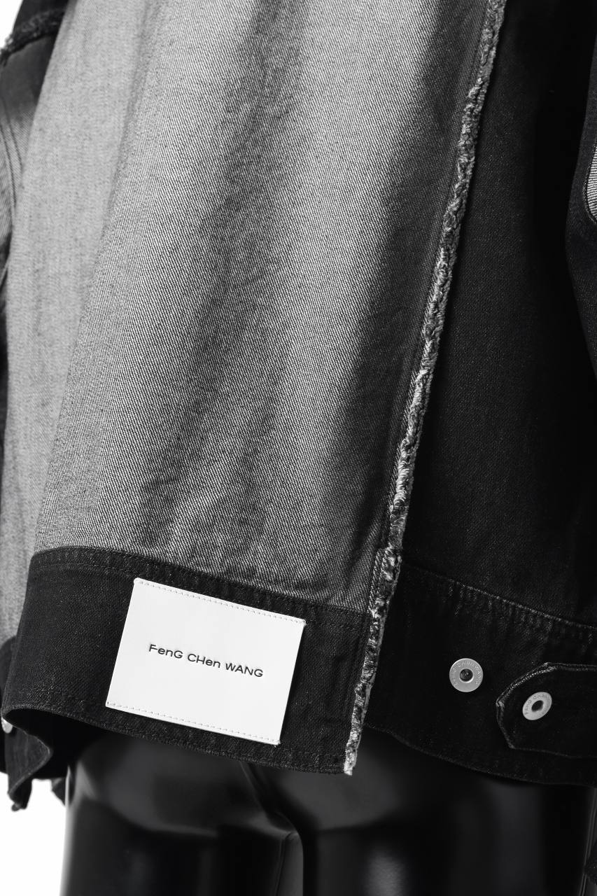 Feng Chen Wang RAW EDGE PATCHWORK DENIM JACKET (BLACK) - Image 14