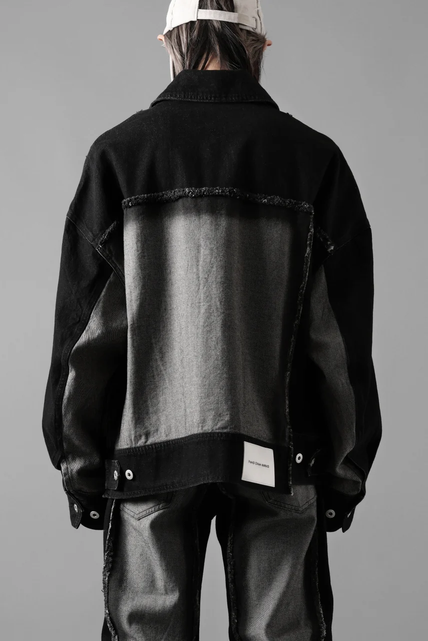 Feng Chen Wang RAW EDGE PATCHWORK DENIM JACKET (BLACK) - Image 18