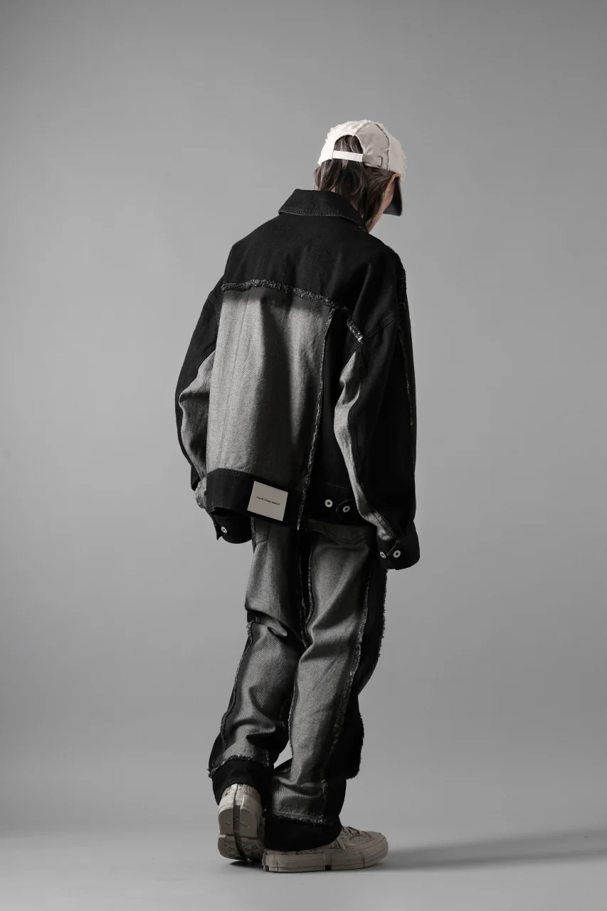 Feng Chen Wang RAW EDGE PATCHWORK DENIM JACKET (BLACK) - Image 30