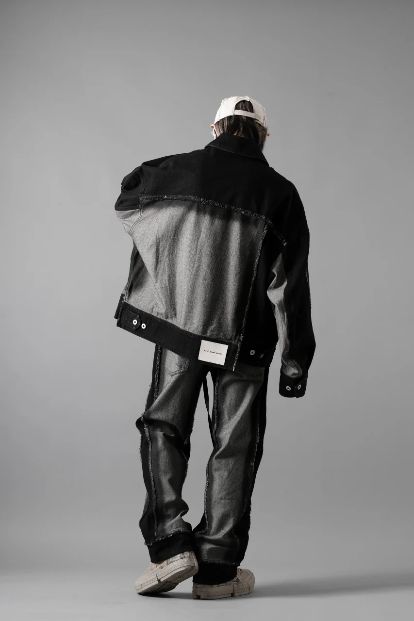 Feng Chen Wang RAW EDGE PATCHWORK DENIM JACKET (BLACK) - Image 34