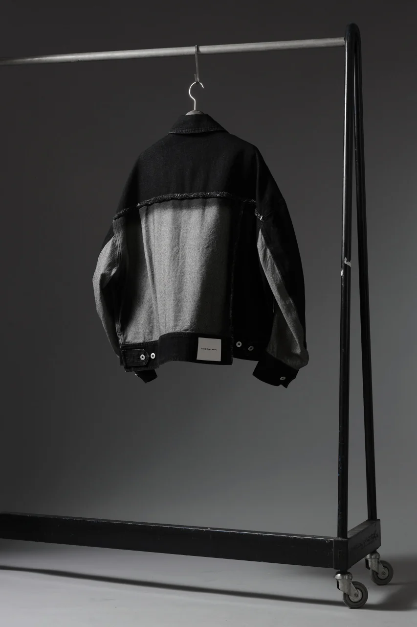 Feng Chen Wang RAW EDGE PATCHWORK DENIM JACKET (BLACK) - Image 42