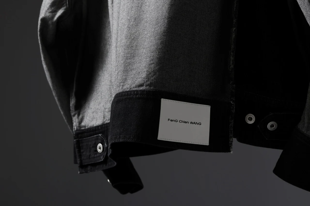 Feng Chen Wang RAW EDGE PATCHWORK DENIM JACKET (BLACK) - Image 45