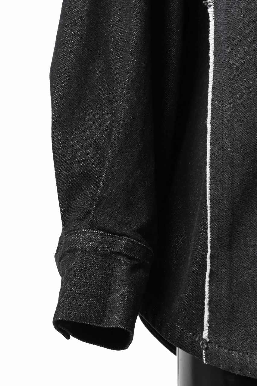 Feng Chen Wang RAW EDGE PATCHWORK DENIM SHIRT JACKET (BLACK) - Image 30