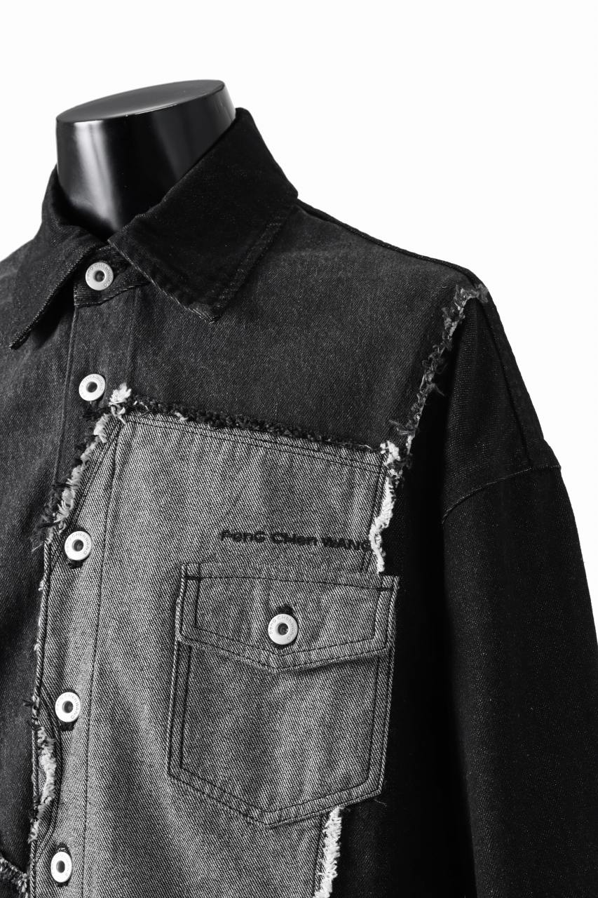 Feng Chen Wang RAW EDGE PATCHWORK DENIM SHIRT JACKET (BLACK) - Image 31