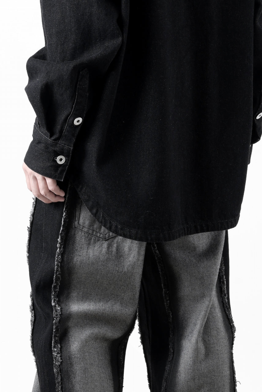 Feng Chen Wang RAW EDGE PATCHWORK DENIM SHIRT JACKET (BLACK) - Image 44