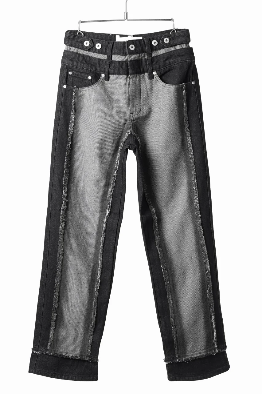 Feng Chen Wang RAW EDGE PATCHWORK TROUSERS (BLACK)