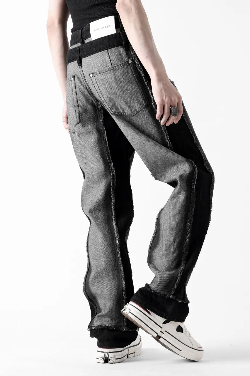 Feng Chen Wang RAW EDGE PATCHWORK TROUSERS (BLACK) - Image 10