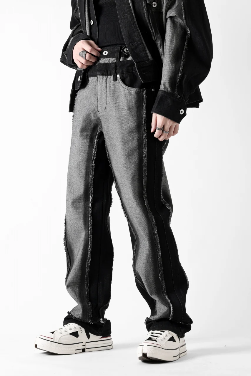Feng Chen Wang RAW EDGE PATCHWORK TROUSERS (BLACK) - Image 14
