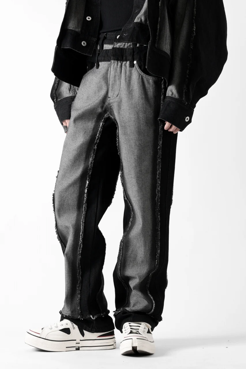 Feng Chen Wang RAW EDGE PATCHWORK TROUSERS (BLACK) - Image 16