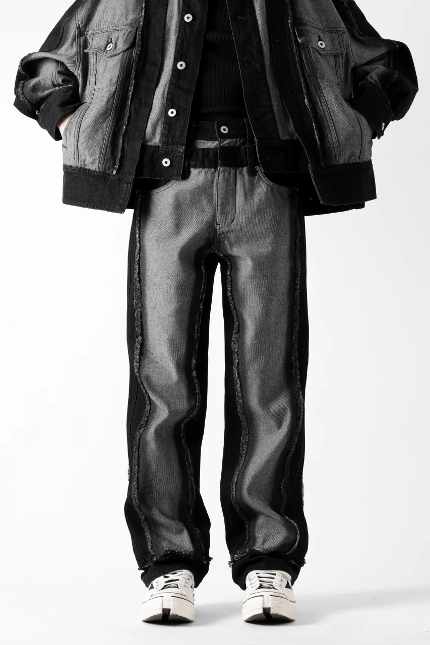 Feng Chen Wang RAW EDGE PATCHWORK TROUSERS (BLACK) - Image 18