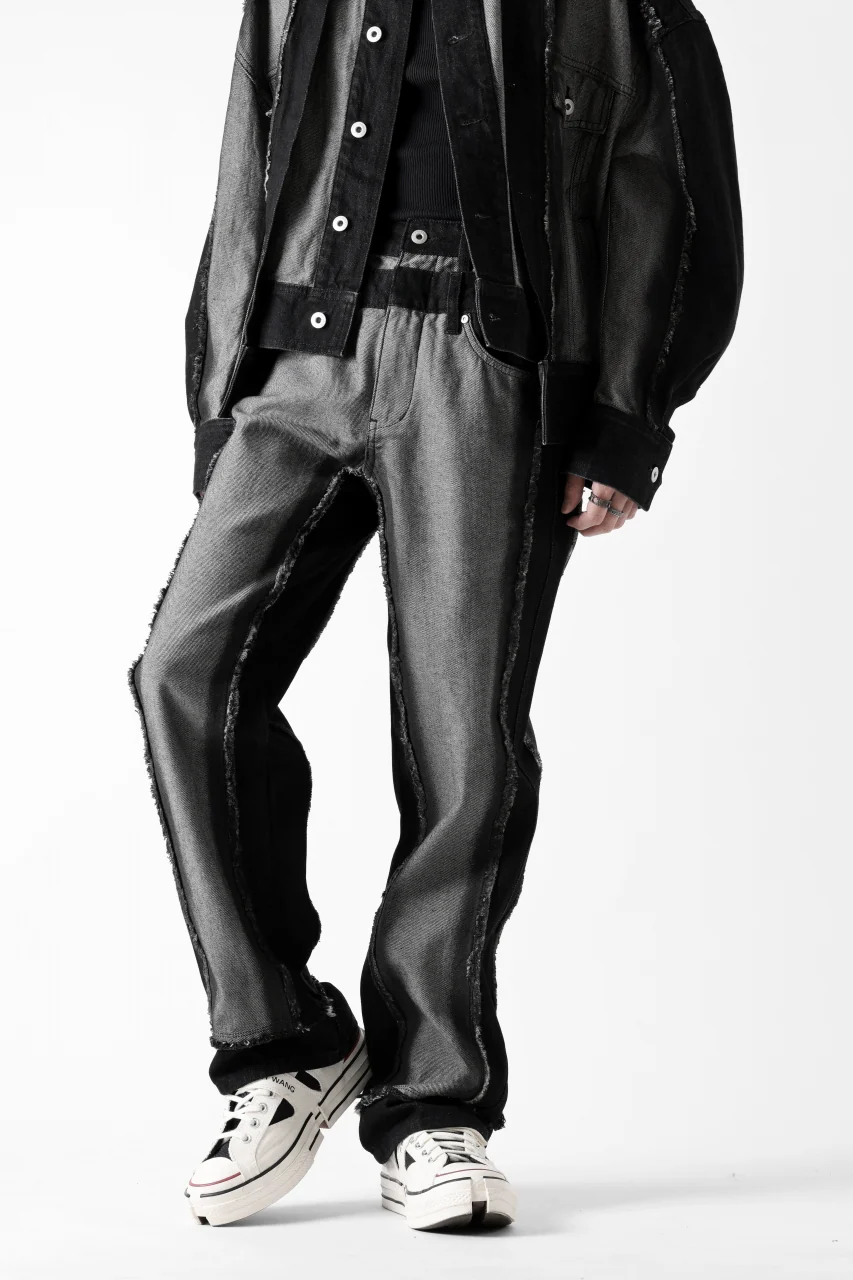 Feng Chen Wang RAW EDGE PATCHWORK TROUSERS (BLACK) - Image 19