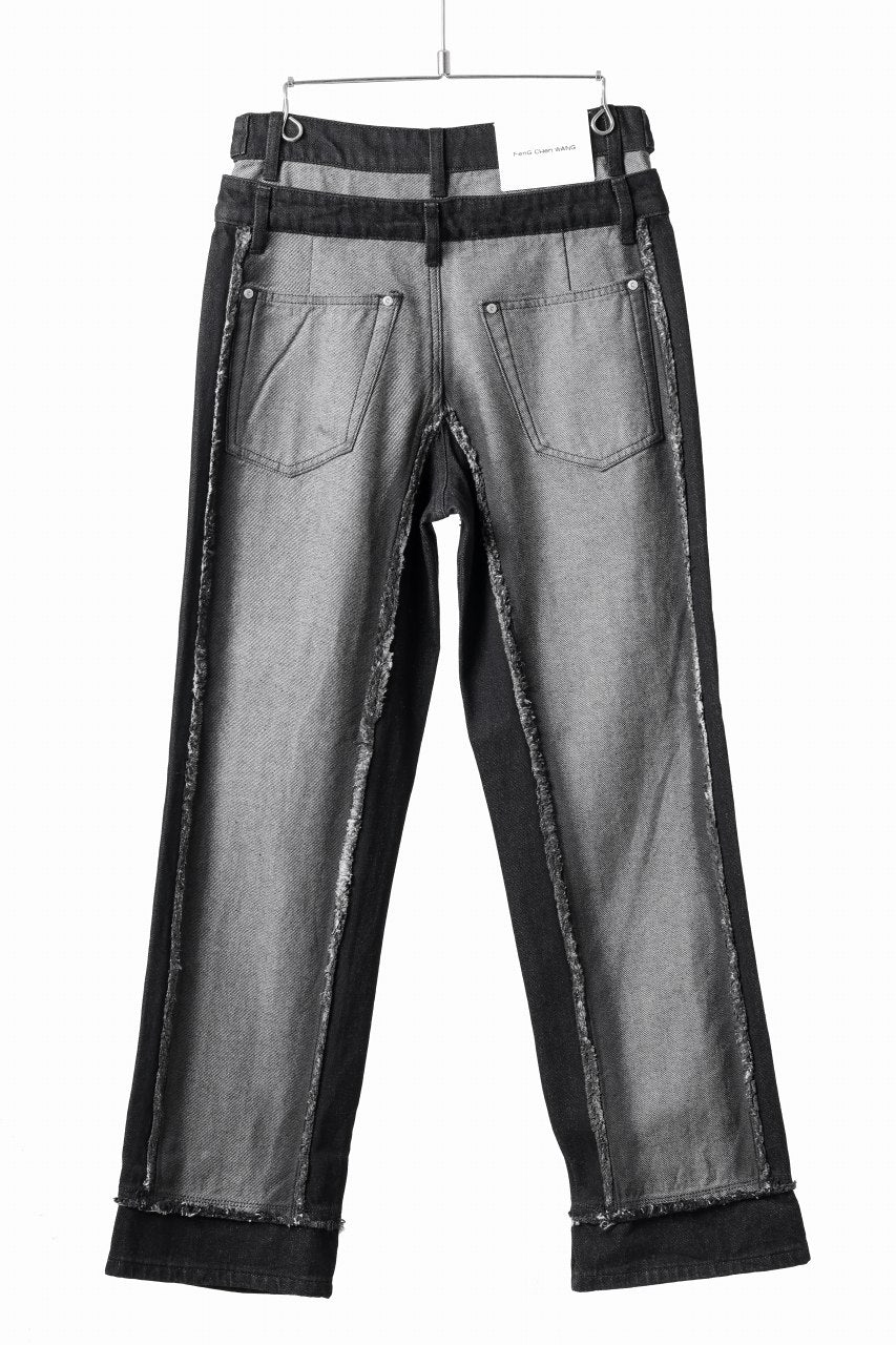 Feng Chen Wang RAW EDGE PATCHWORK TROUSERS (BLACK) - Image 21