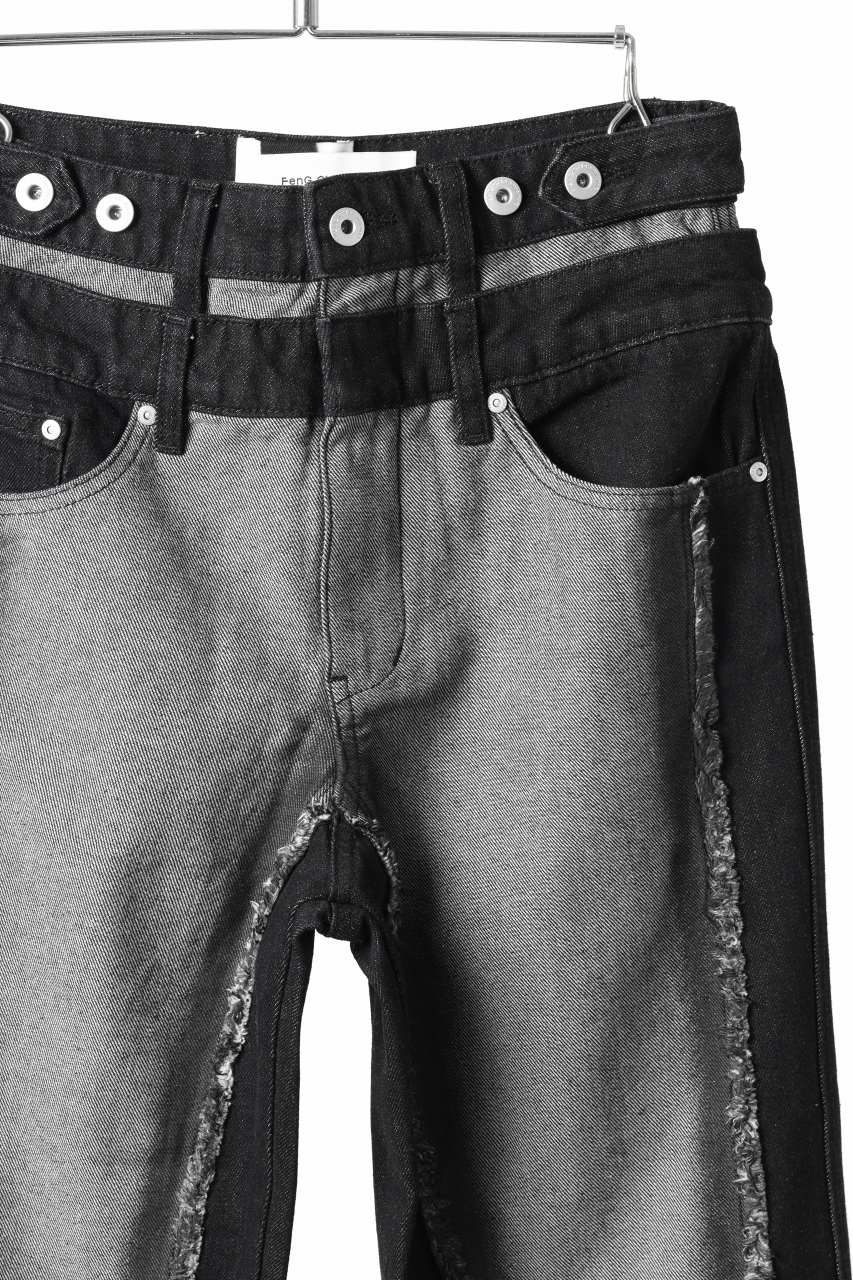 Feng Chen Wang RAW EDGE PATCHWORK TROUSERS (BLACK) - Image 23