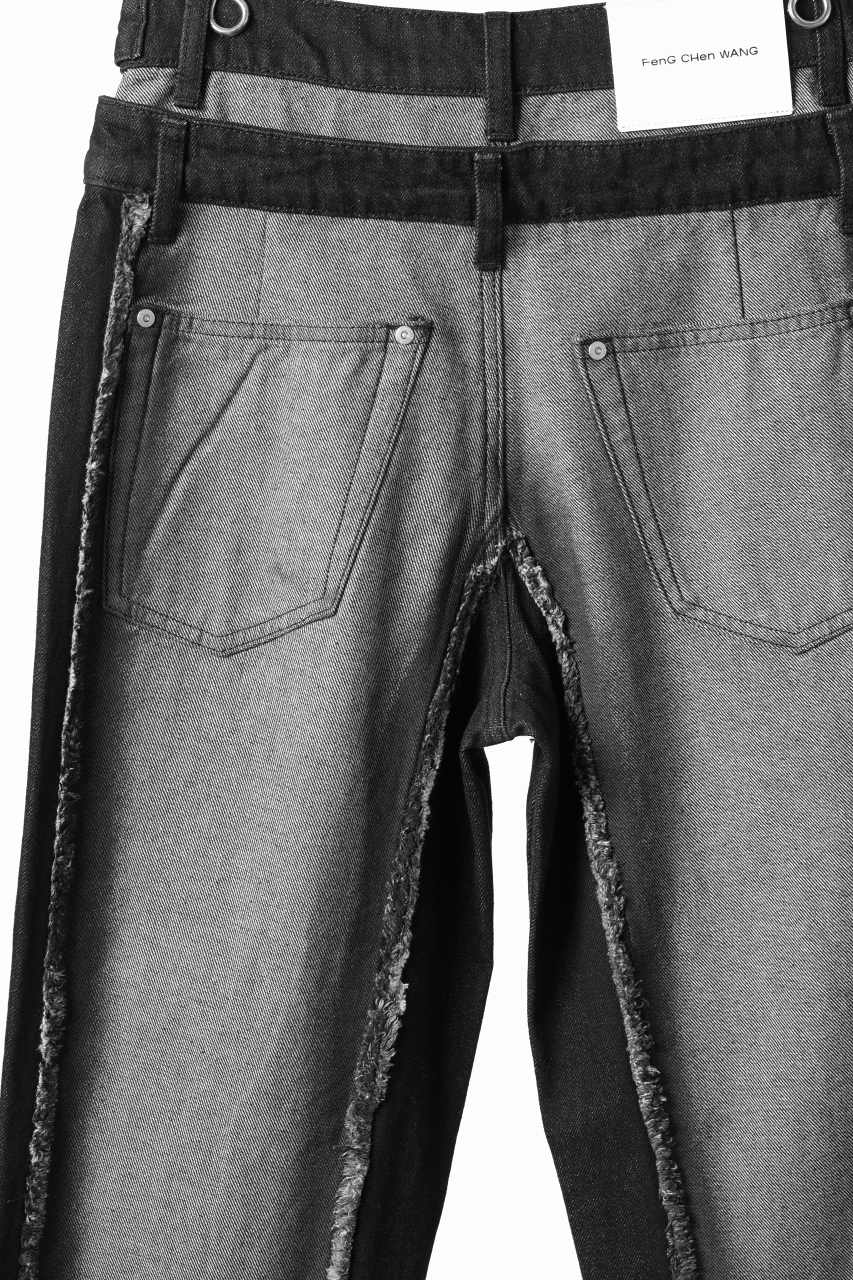 Feng Chen Wang RAW EDGE PATCHWORK TROUSERS (BLACK) - Image 28