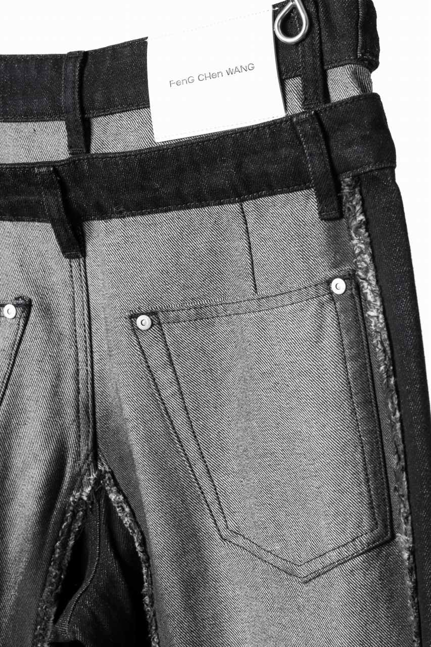 Feng Chen Wang RAW EDGE PATCHWORK TROUSERS (BLACK) - Image 29