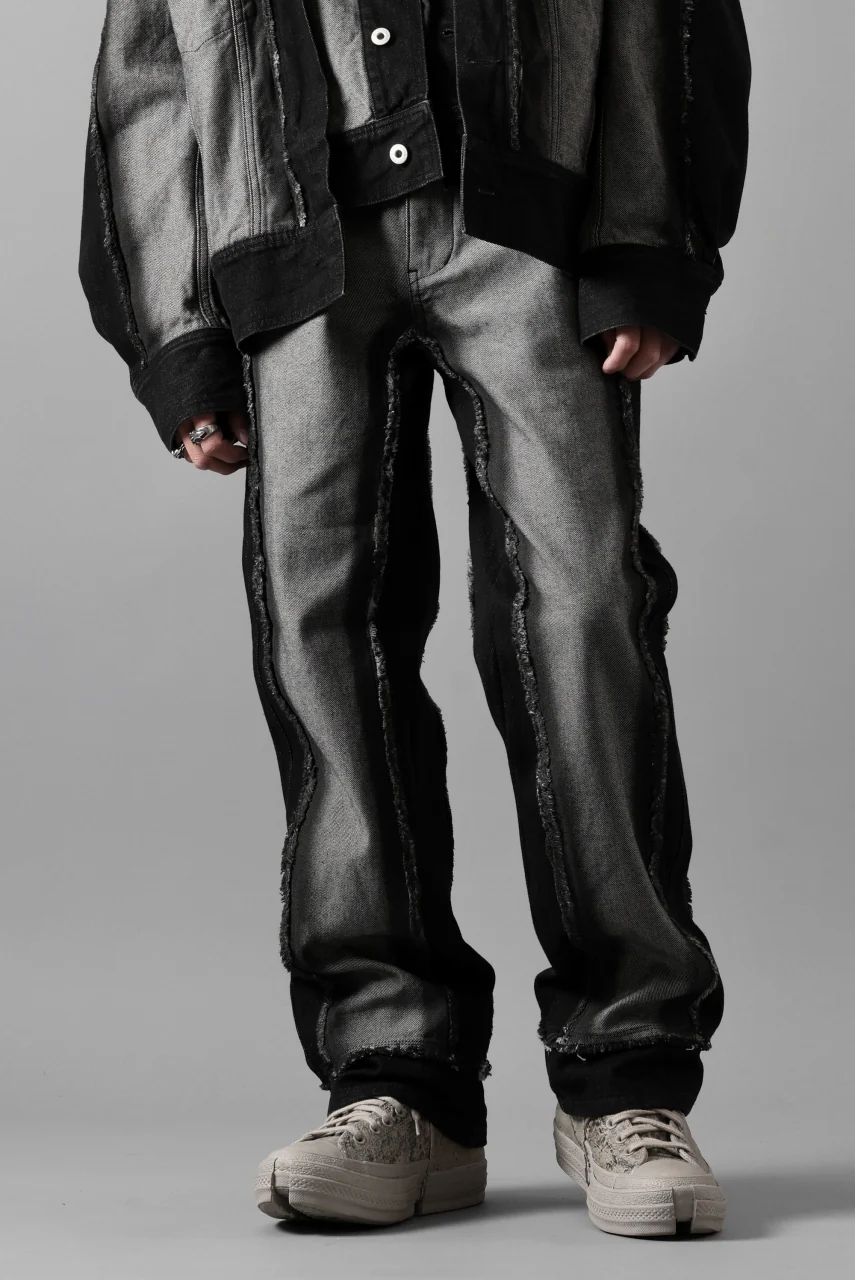 Feng Chen Wang RAW EDGE PATCHWORK TROUSERS (BLACK) - Image 34