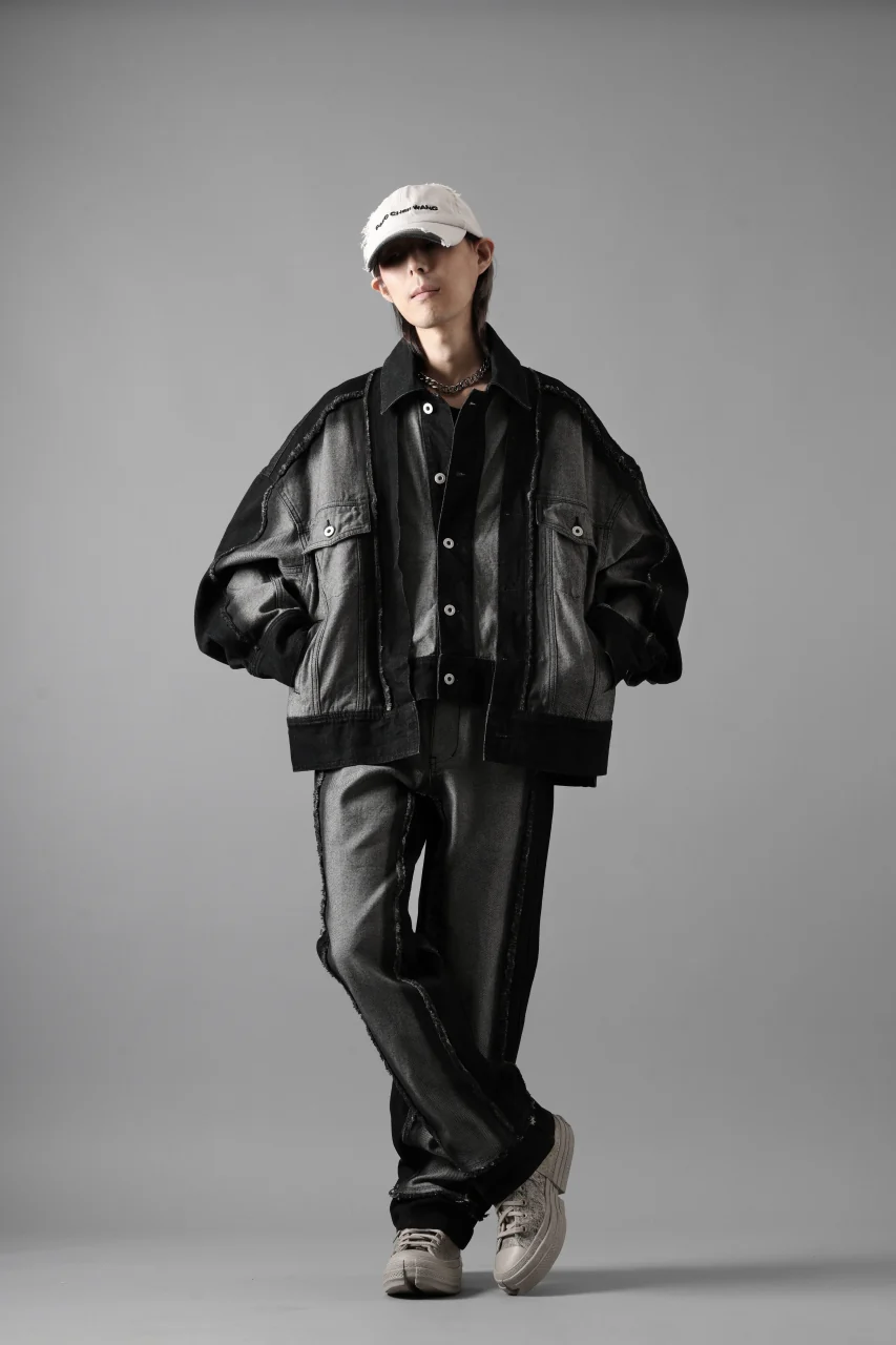 Feng Chen Wang RAW EDGE PATCHWORK TROUSERS (BLACK) - Image 39