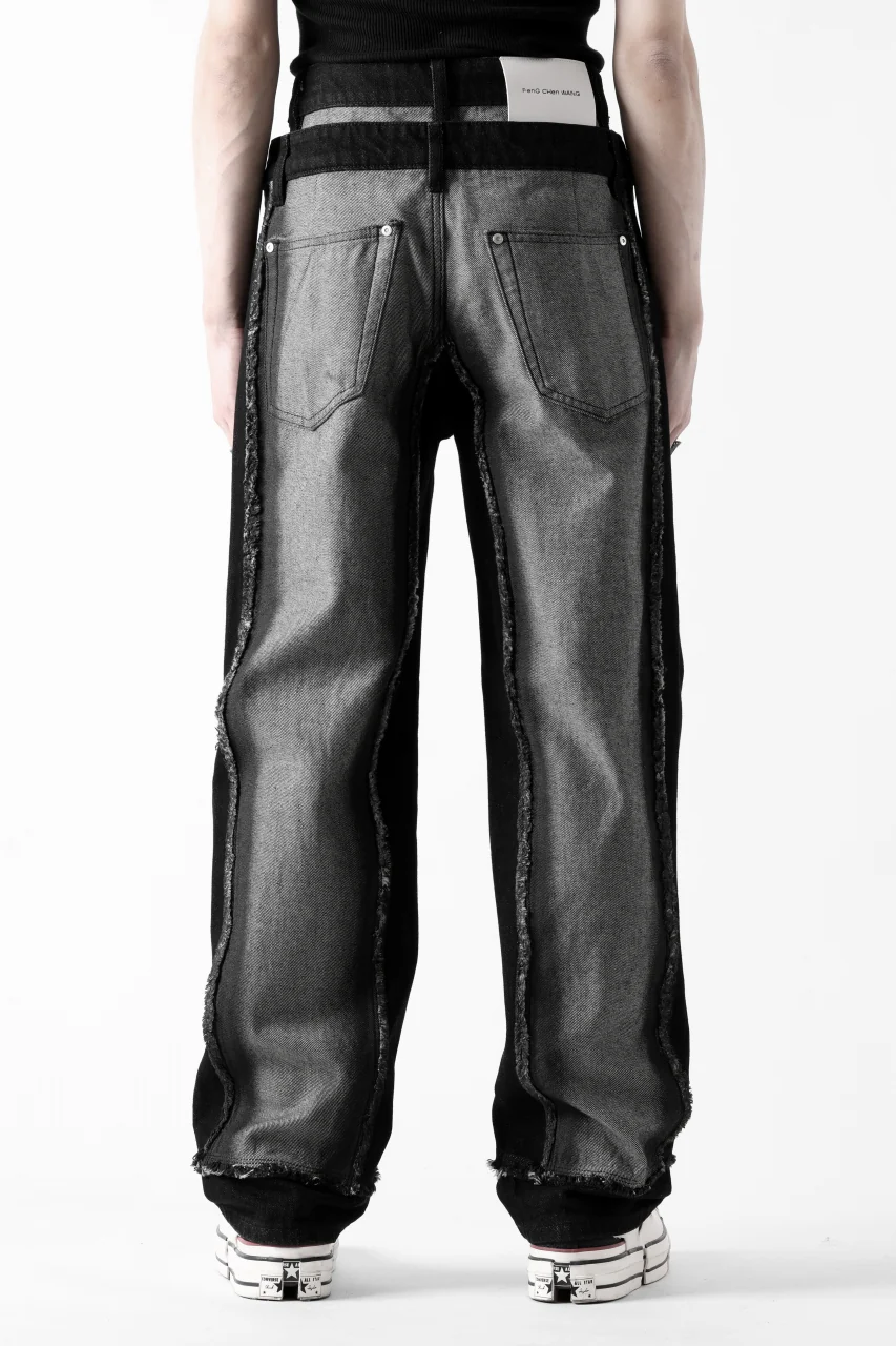 Feng Chen Wang RAW EDGE PATCHWORK TROUSERS (BLACK) - Image 4