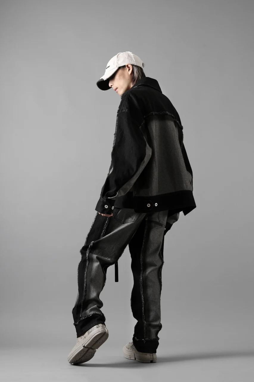 Feng Chen Wang RAW EDGE PATCHWORK TROUSERS (BLACK) - Image 48