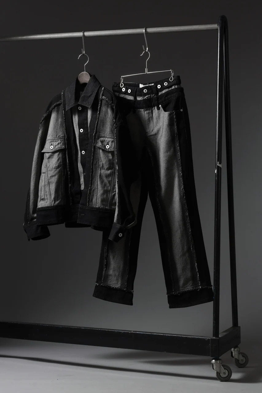 Feng Chen Wang RAW EDGE PATCHWORK TROUSERS (BLACK) - Image 61