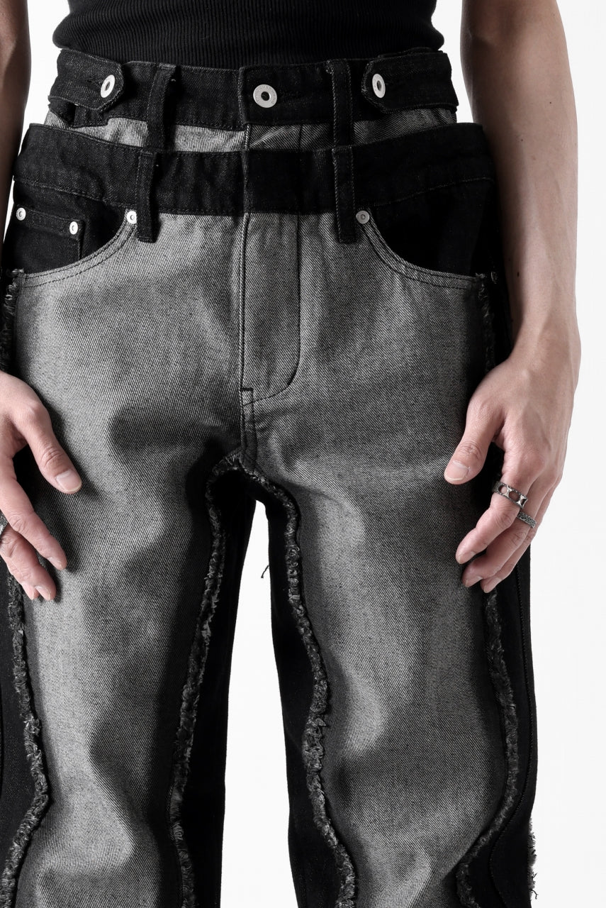 Feng Chen Wang RAW EDGE PATCHWORK TROUSERS (BLACK) - Image 64