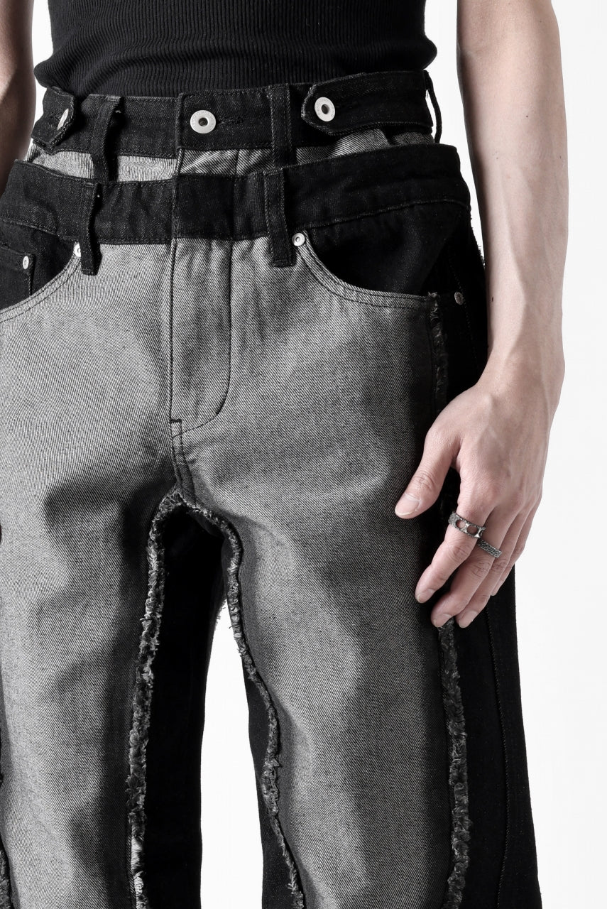 Feng Chen Wang RAW EDGE PATCHWORK TROUSERS (BLACK) - Image 65