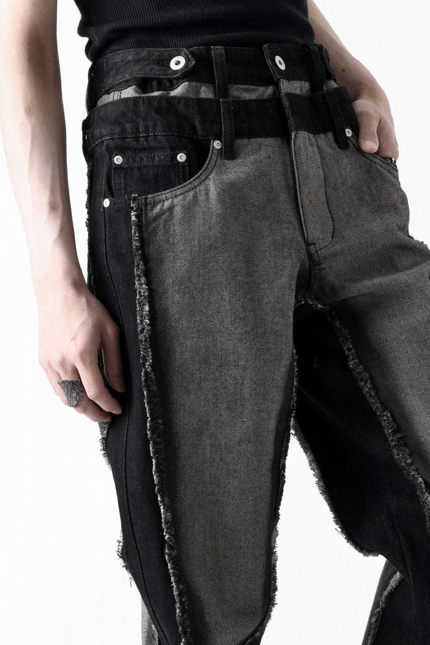 Feng Chen Wang RAW EDGE PATCHWORK TROUSERS (BLACK) - Image 68