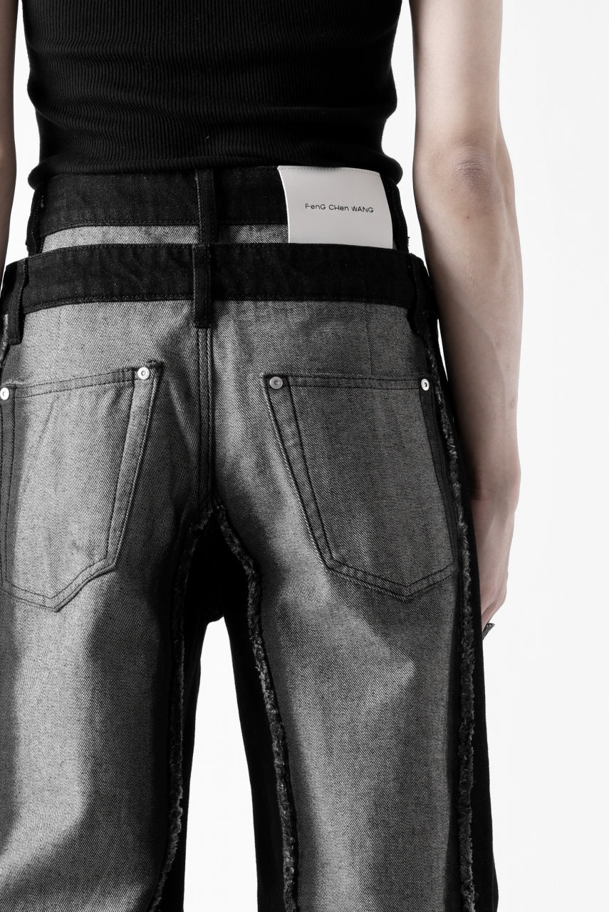 Feng Chen Wang RAW EDGE PATCHWORK TROUSERS (BLACK) - Image 69