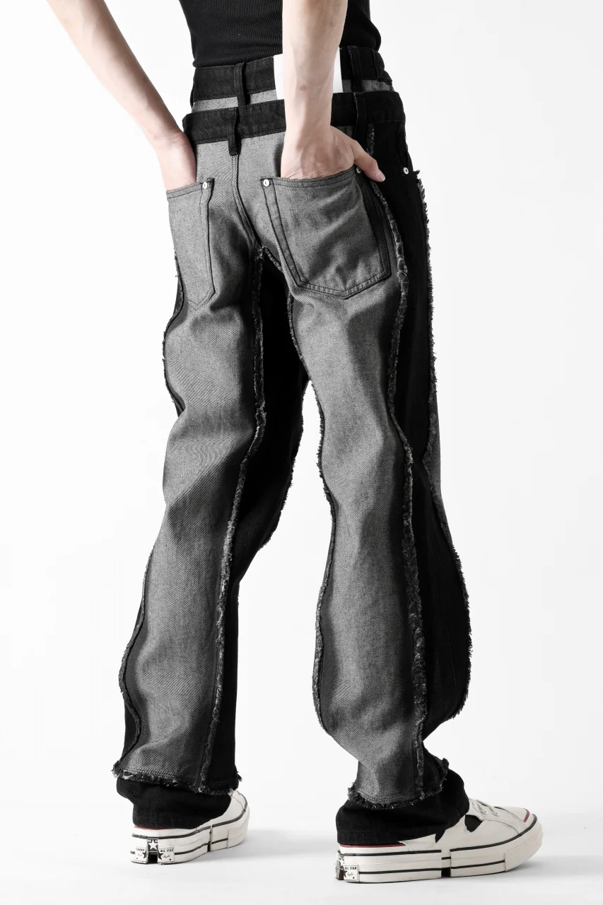Feng Chen Wang RAW EDGE PATCHWORK TROUSERS (BLACK) - Image 7