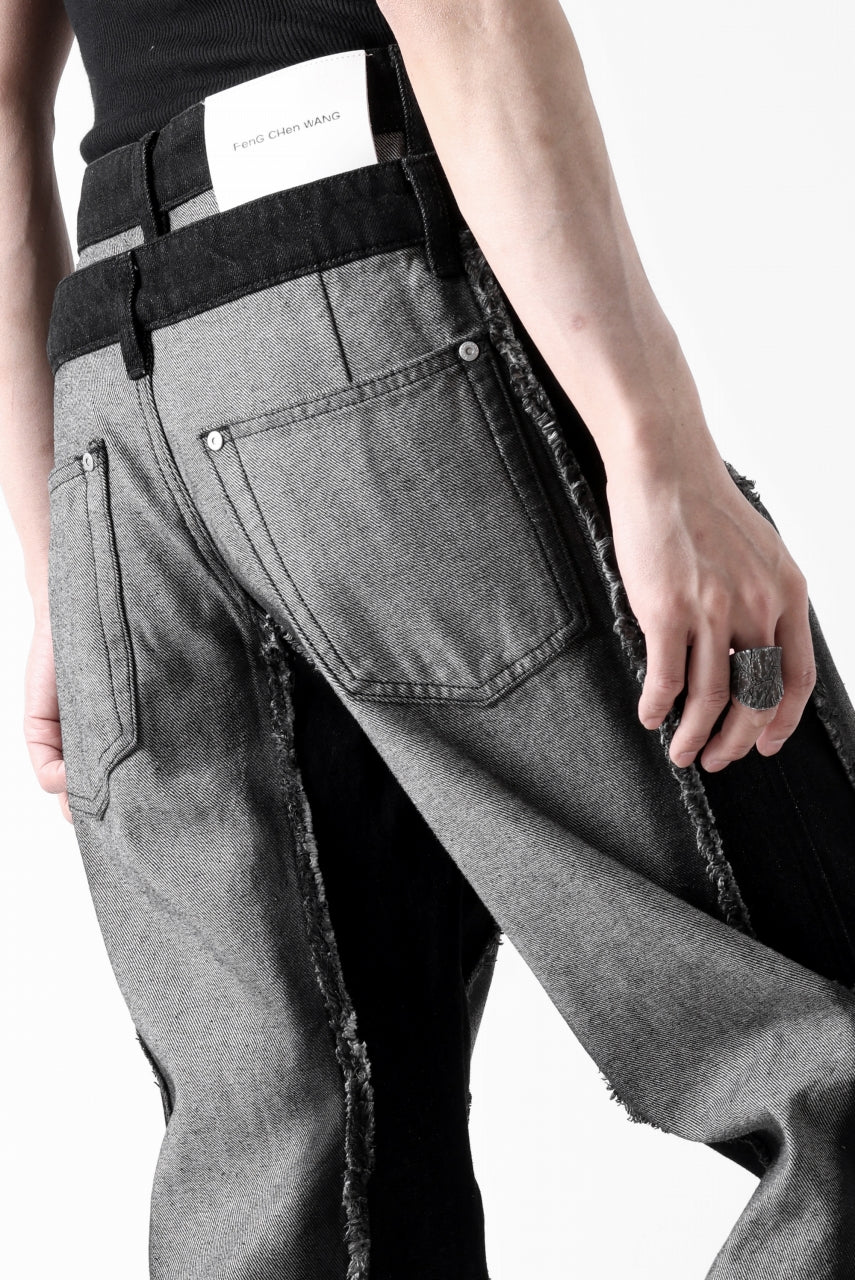 Feng Chen Wang RAW EDGE PATCHWORK TROUSERS (BLACK) - Image 71