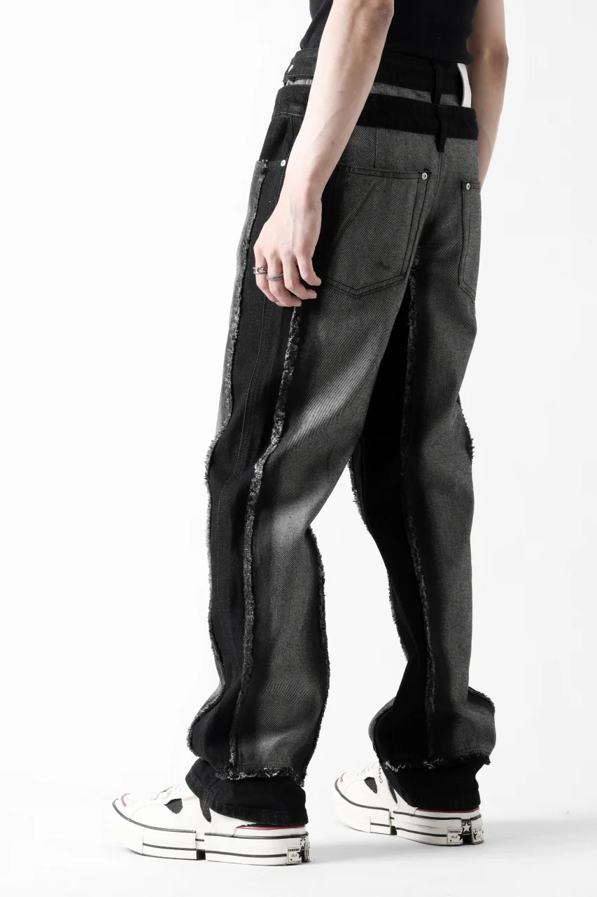 Feng Chen Wang RAW EDGE PATCHWORK TROUSERS (BLACK) - Image 9