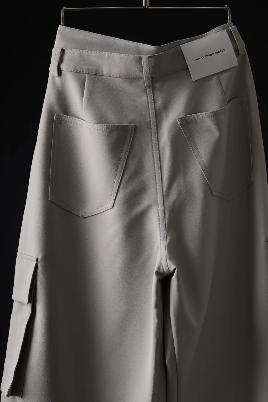 Feng Chen Wang TILTED WAISTBAND CARGO PANTS (GREY) - Image 11