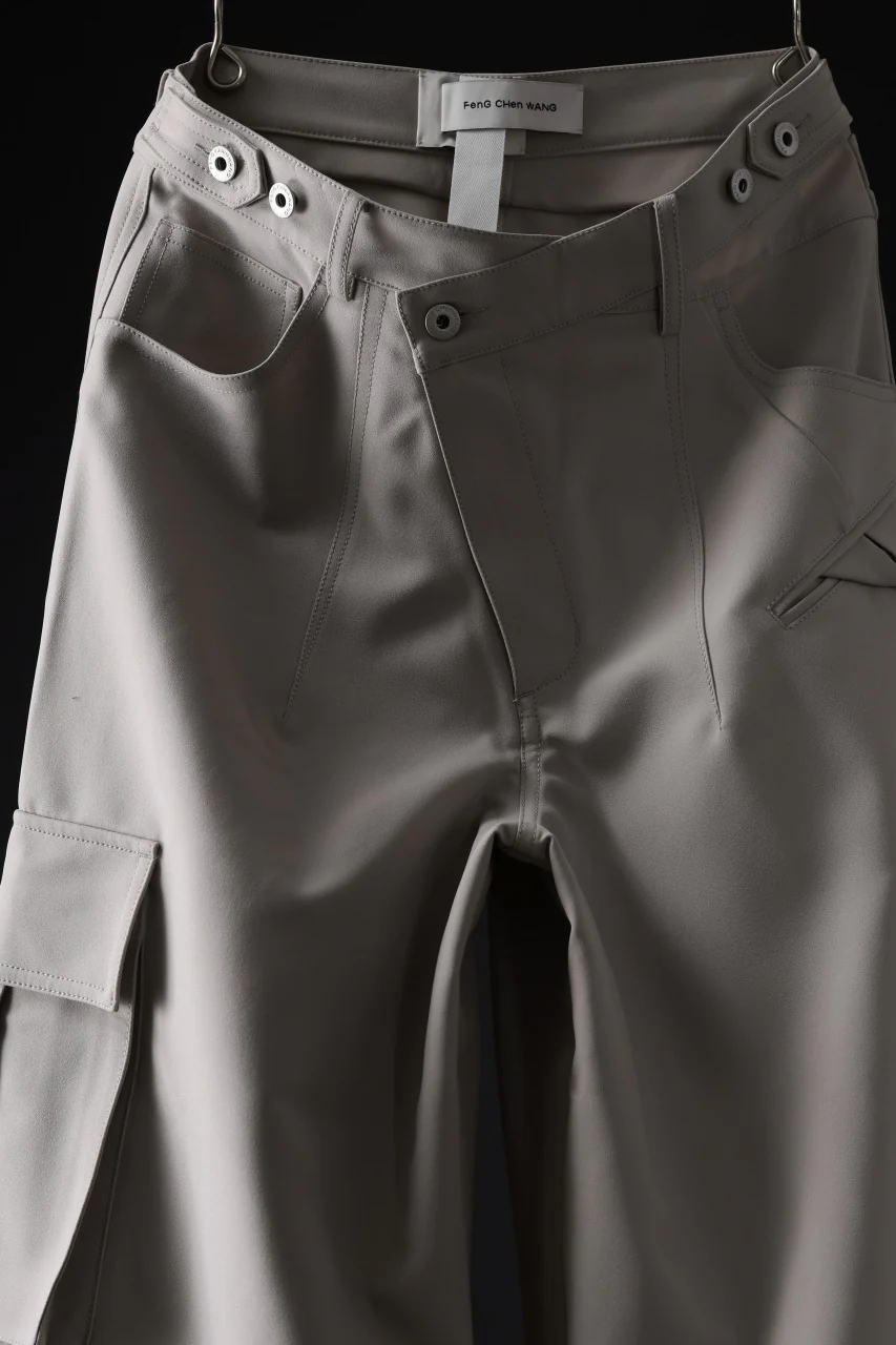 Feng Chen Wang TILTED WAISTBAND CARGO PANTS (GREY) - Image 4