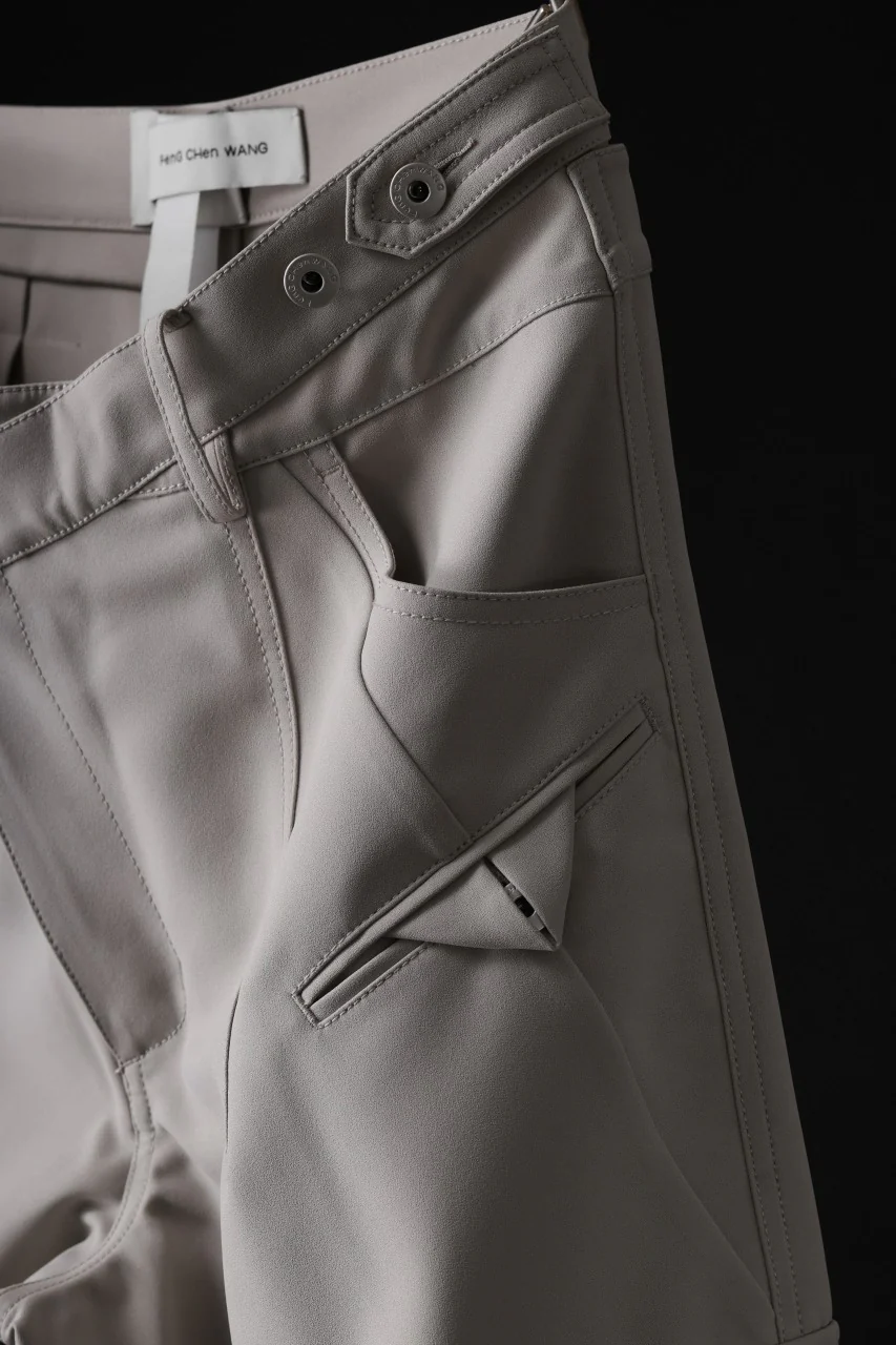 Feng Chen Wang TILTED WAISTBAND CARGO PANTS (GREY) - Image 8