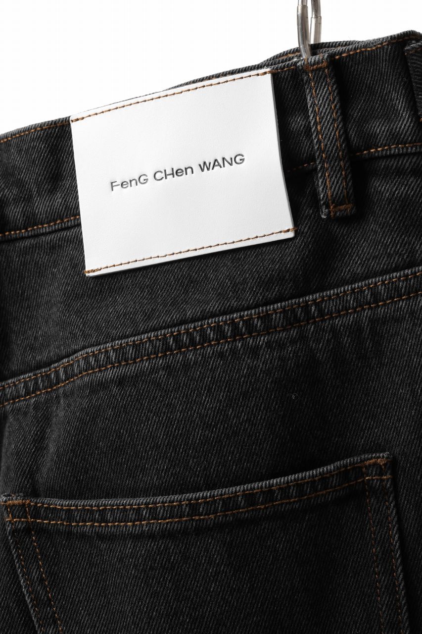 Feng Chen Wang TILTED WASITBAND JEANS TROUSERS (BLACK/BLUE) - Image 13